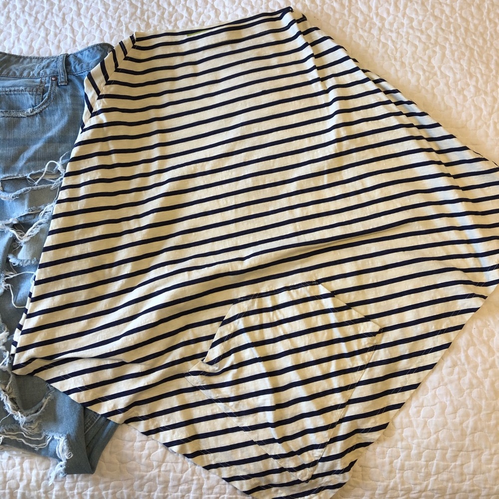 Black and white striped poncho